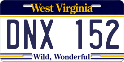 WV license plate DNX152