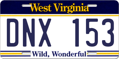WV license plate DNX153