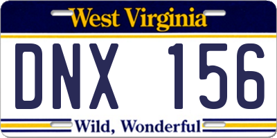 WV license plate DNX156