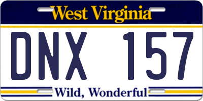 WV license plate DNX157