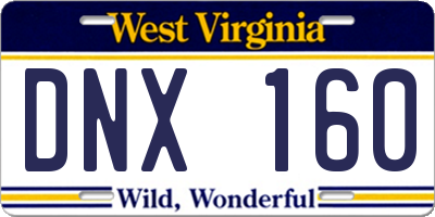 WV license plate DNX160