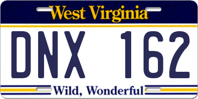 WV license plate DNX162