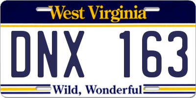 WV license plate DNX163