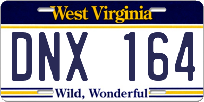 WV license plate DNX164
