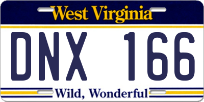 WV license plate DNX166
