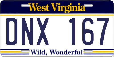 WV license plate DNX167