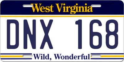 WV license plate DNX168