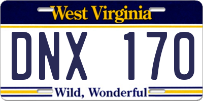 WV license plate DNX170