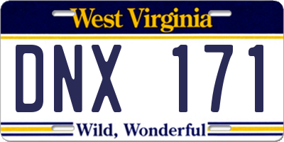 WV license plate DNX171