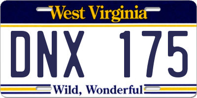 WV license plate DNX175