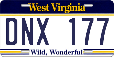 WV license plate DNX177