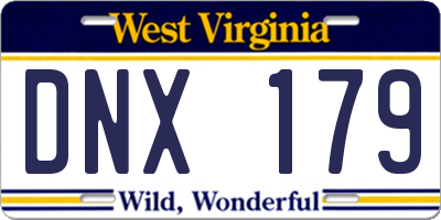 WV license plate DNX179