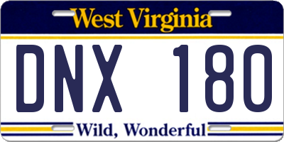 WV license plate DNX180