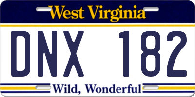WV license plate DNX182