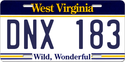 WV license plate DNX183
