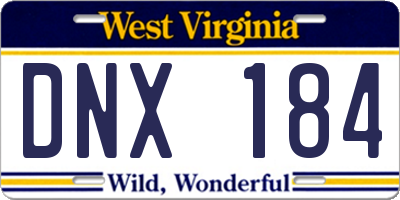 WV license plate DNX184