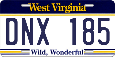 WV license plate DNX185