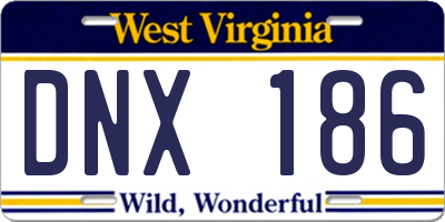 WV license plate DNX186