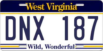 WV license plate DNX187