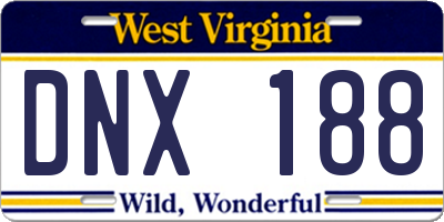 WV license plate DNX188