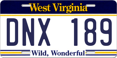 WV license plate DNX189