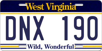 WV license plate DNX190