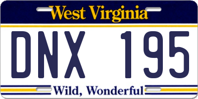 WV license plate DNX195