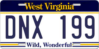 WV license plate DNX199