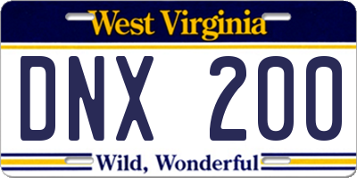 WV license plate DNX200
