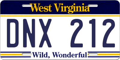 WV license plate DNX212