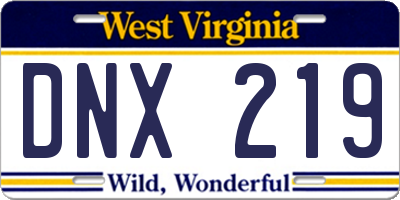 WV license plate DNX219