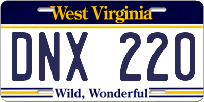 WV license plate DNX220