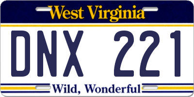 WV license plate DNX221