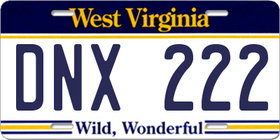 WV license plate DNX222