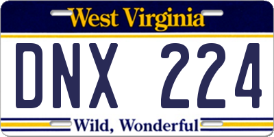 WV license plate DNX224