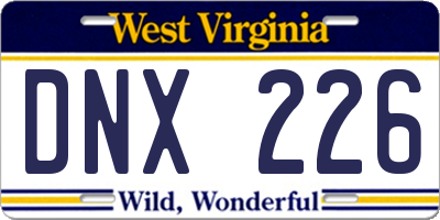 WV license plate DNX226