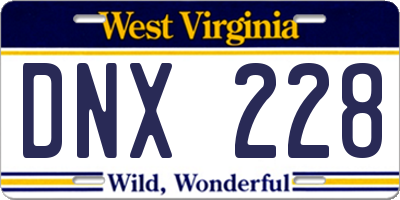 WV license plate DNX228