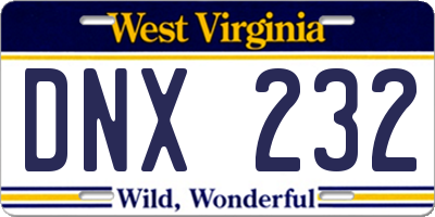 WV license plate DNX232