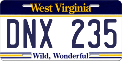 WV license plate DNX235