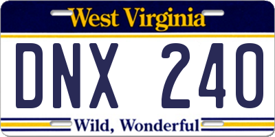 WV license plate DNX240