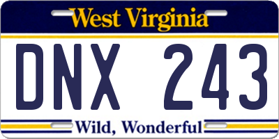 WV license plate DNX243