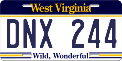 WV license plate DNX244