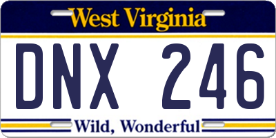 WV license plate DNX246