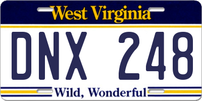 WV license plate DNX248