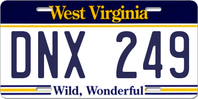 WV license plate DNX249