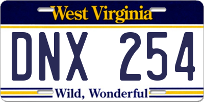 WV license plate DNX254