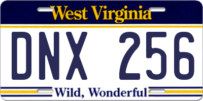WV license plate DNX256