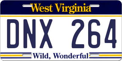 WV license plate DNX264