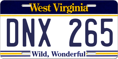 WV license plate DNX265