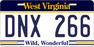 WV license plate DNX266